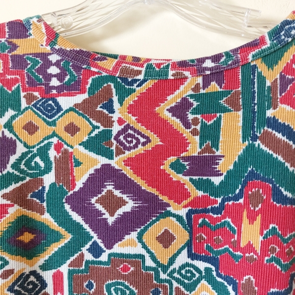 Vtg 90s Huntington Ridge Colorful Red Yellow Abstract Print Short Sleeve Shirt - Picture 3 of 11